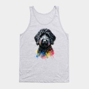 Black Labradoodle Dog Watercolor Artwork Tank Top